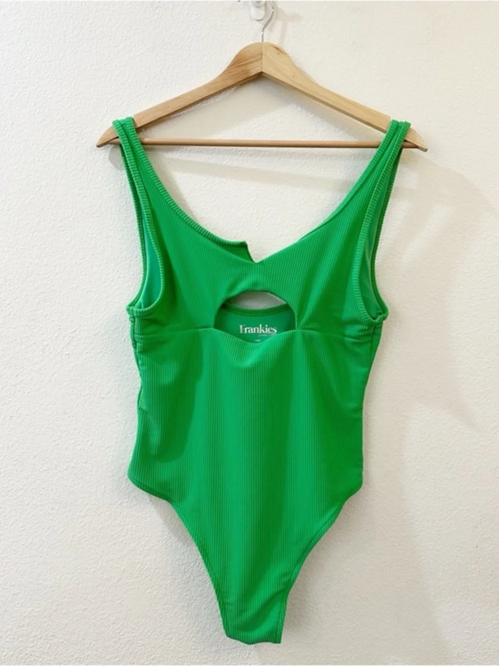 Frankies Bikinis Cody Green Ribbed One Piece Cut Out Swimsuit Size‎ Small S